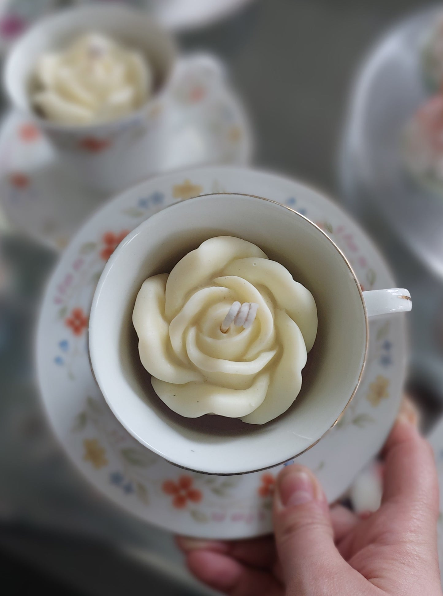 Rose Tea Cup Candles